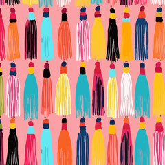 Tassel stripe quirky doodle pattern, background, cartoon, vector, whimsical Illustration