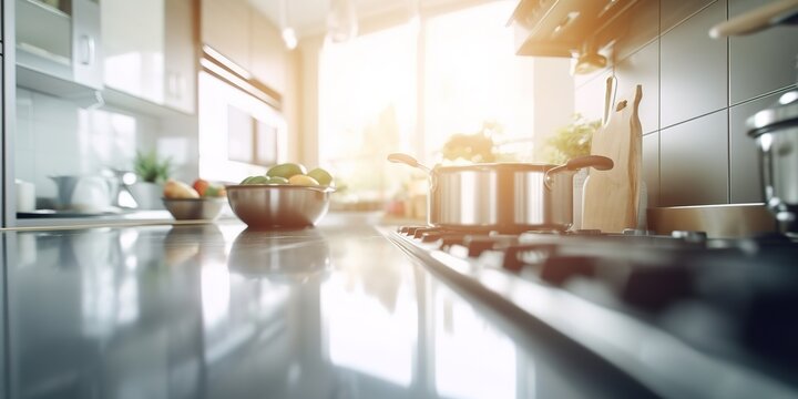 kitchen photo with blur effect. generative AI