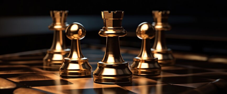 chess pawns in photo on black background. generative AI