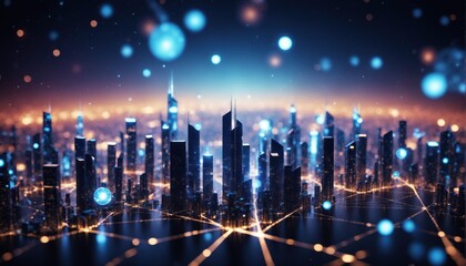 Abstract futuristic city concept technology background, smart city, high-tech, information technology, 