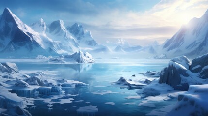 Breathtaking Frozen Landscape Game Art - obrazy, fototapety, plakaty