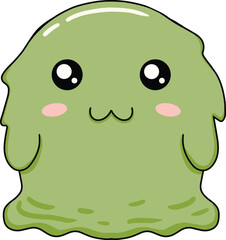 Cute Green Slime Monster Illustration