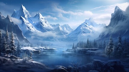Breathtaking Frozen Landscape Game Art - obrazy, fototapety, plakaty