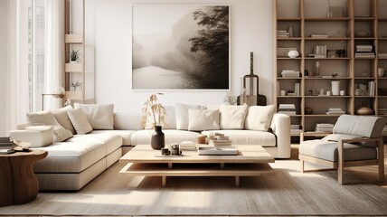 Fototapeta na wymiar A living room showcasing Scandinavian design principles
