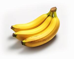 Photo of ripe banana on white background. Generative AI