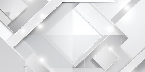 A white abstract geometric background with light effects.