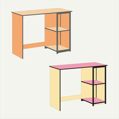 Furniture Econ Multipurpose Home Office Computer Writing Desk, Vector, Illustration, Art.