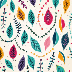 Christmas garland quirky doodle pattern, background, cartoon, vector, whimsical Illustration