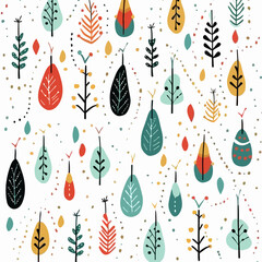 Christmas garland quirky doodle pattern, background, cartoon, vector, whimsical Illustration