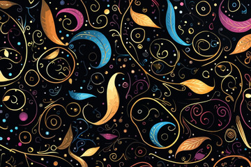 Glitter Calligraphy quirky doodle pattern, wallpaper, background, cartoon, vector, whimsical Illustration