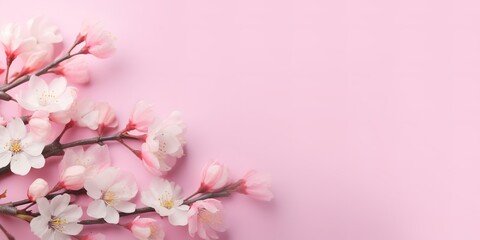Naklejka na ściany i meble photo of cherry blossoms on pink background. generative AI