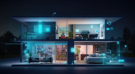 an integrated smart home of modern design - obrazy, fototapety, plakaty