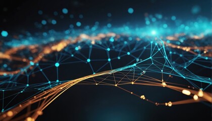 Abstract artificial intelligence technology background. Neuronal networks, AI, decentral data concept, futuristic wallpaper