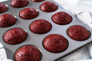 Red Velvet Cupcakes with White Chocolate Ganache Frosting