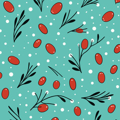 Mistletoe quirky doodle pattern, background, cartoon, vector, whimsical Illustration