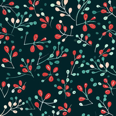 Mistletoe quirky doodle pattern, background, cartoon, vector, whimsical Illustration