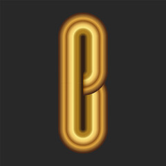 Letter B simple 3d metal logo rounded smooth shape identity initial from gold gradient, minimal industrial style logotype.