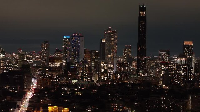 Downtown Brooklyn - Night - Aerial Shot