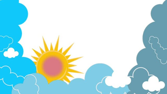 Cute cartoon sun and clouds loopable background animation