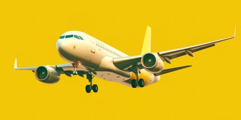 airplane on yellow background. generative AI