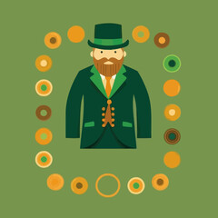 Leprechaun costume quirky doodle pattern, background, cartoon, vector, whimsical Illustration
