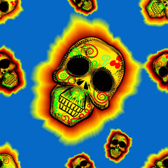 background mexican skull seamless pattern