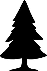 Pine trees silhouette freehand drawing.