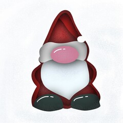 Christmas dwarf in paper-cut style
