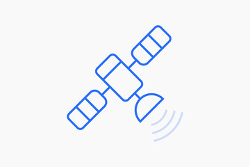 space satellite technology illustration in flat style design. Vector illustration.
