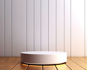 Elegant round podium base in gold and cream colors, can be used for your product presentations. promotional place. Generative AI