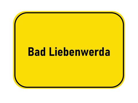 German yellow town entrance sign Bad Liebenwerda

