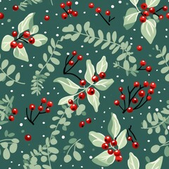 "Festive Flourish: Mistletoe and Holly Berries" Generativ ai.