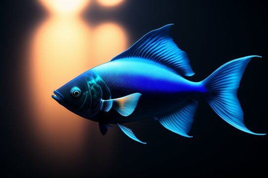 fish in the water,Blue Fish With A Dark Background, Picture