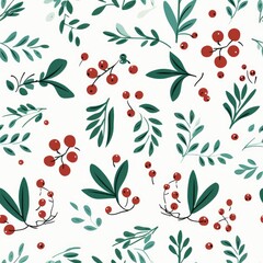 "Minimalist Holly and Berries: Classic and Chic" Generativ AI.