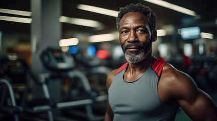 Mature Black Man at Indoor Gym