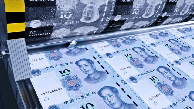  Printing 10 Yuan Banknotes 3, Animation.Full HD 1920×1080. 06 Second Long.LOOP.