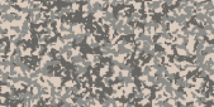 Morpat seamless pixel desert army camo pattern. Digital mosaic camouflage with squares texture. Vector background
