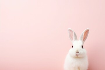 Fototapeta premium Easter bunny on pink background. Easter vacation concept.