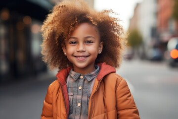 Charming portrait of a young mixed-race boy with a distinctive afro and ginger hair, showcasing unique beauty and joyful youth
