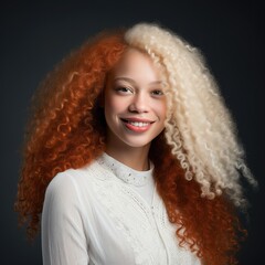 Stunning portrait of a young African american woman on the street with a authentic colored hair and afro hairstyle