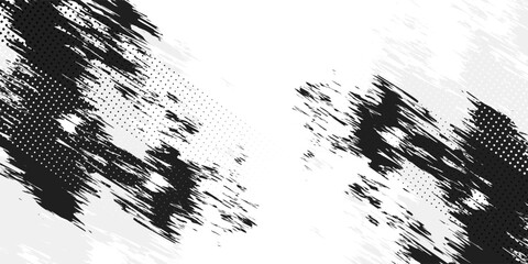 Vektor tekstur hitam dan putih kasar. Tekstur overlay tertekan. Latar belakang Grunge. Efek bertekstur abstrak. Ilustrasi Vektor - obrazy, fototapety, plakaty