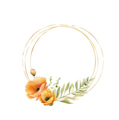 Floral frame of yellow poppies, floral wreath for text. Illustration