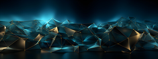 AI 3d abstract low poly glowing neon background with gradient glowing neon lines and bokeh lights....