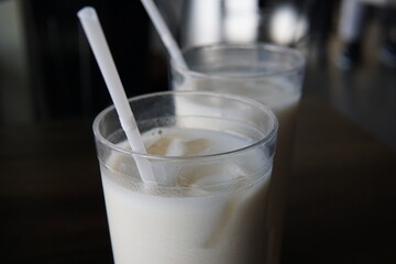 milk drink on the cafe background