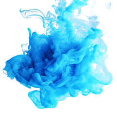 Blue smoke cloud.Transparent light blue color smoke with isolated white background.