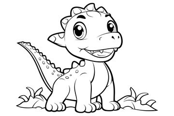 coloring pages hand drawn with dinosaur outline illustration