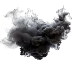 Poster Black smoke cloud.Transparent light Black dark color smoke with isolated white background. © Thipsuda