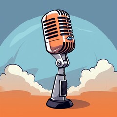 podcast microphone animation art on background