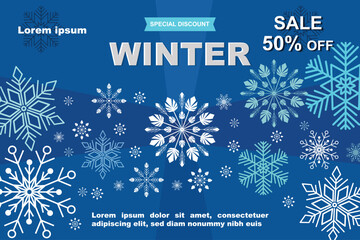 Naklejka na ściany i meble Winter sale design for advertising, banners, leaflets, and flyer vector