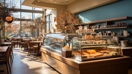 Obraz na płótnie Canvas interior design of coffee cafe and bakery